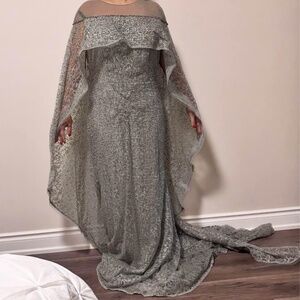 Ageless by Adrianna Papell Beaded Cape Gown